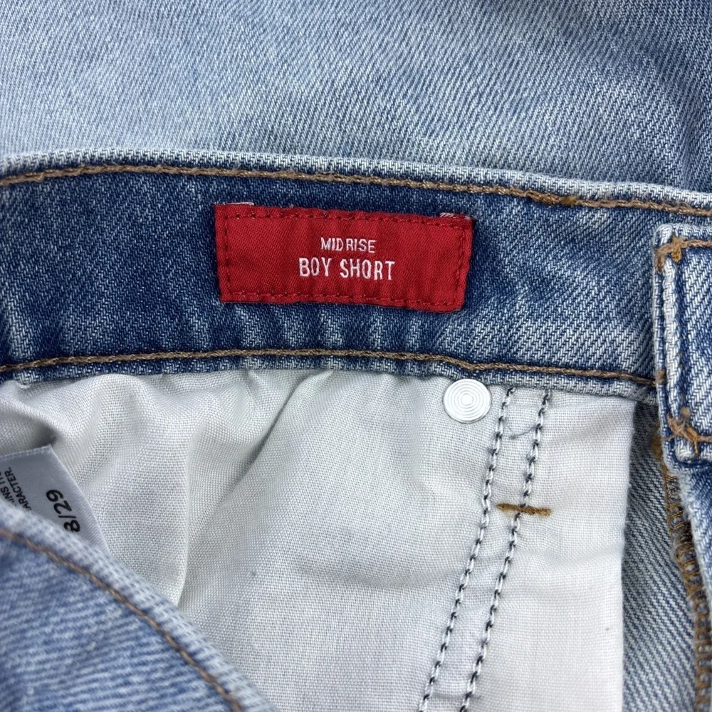 Lucky Brand Womens Midrise Boy Short Cutoff Embroidered Denim‎ Size 8 Cutoff